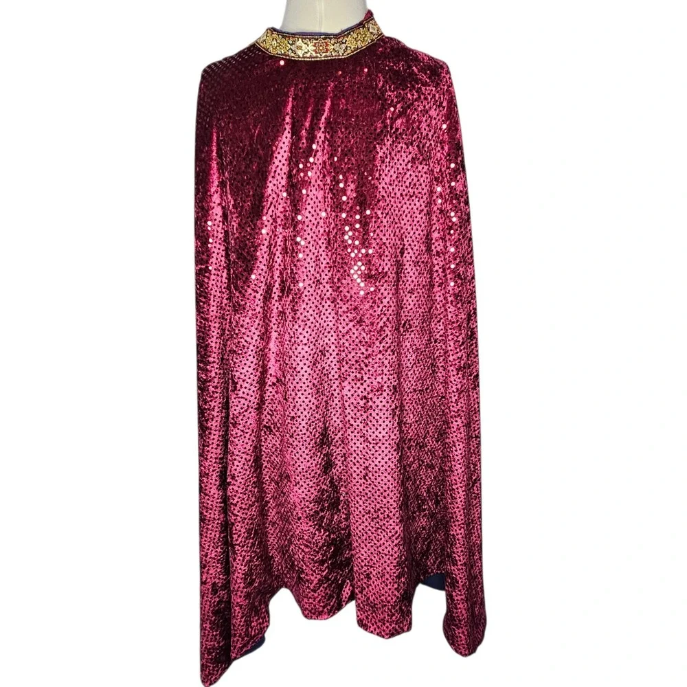 Princess Sequin Cape Costume Set Elsa Anna Inspired Purple Magenta Dress Up